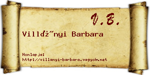 Villányi Barbara névjegykártya